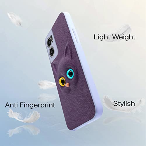 Image of Pikkme Back Cover for Oneplus Nord Ce 2 5G Cute Cat Design Soft TPU Leather Style Bumper Case for Girls (Purple)