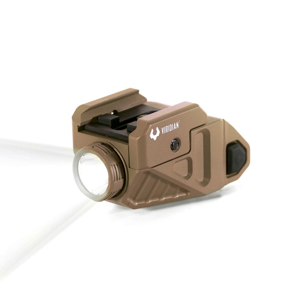 Viridian New CTL FDE Pistol Light, 525 Lumen, Universal Rail Mounted Tactical Weapon Flashlight, Rechargable, Instant-On, FDE