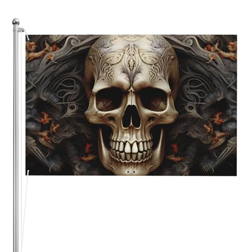 Drapeau crânes de 1,2 x 1,8 m grand format double face extérieur