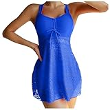 Generisch Elegante traje de baño para mujer, push up con escote escote y copas para una perfecta moda de playa, azul, XXL