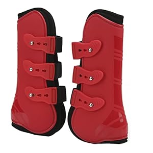 Zerodis Horse Front Tendon Boots, 1 Pair Red PU Neoprene Horse Leg Protective Boots Adjustable Horse Splint Boots Leg and Support for Training Racing Riding Jumping