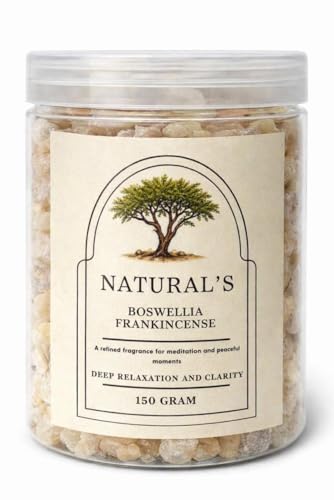 NATURALS Boswellia Loban Frankincense Resin Boswellia 100% Pure & Wild-Harvested Luban Frankincense Premium-Grade Incense for Aromatherapy Meditation & Air Purification 150 gram
