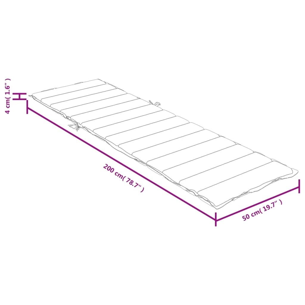 vidaXL Cojín para Tumbona Tela Beige Melange 200x50x4 cm, cojín de Exterior, cojín Asiento de jardín, cojín para Muebles de jardín, cojín de jardín