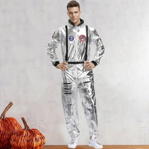 Combinaison spatiale argentée avec détails réalistes pour homme - 8