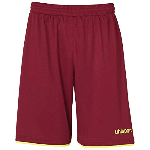 uhlsport Club Men's Football Shorts, Mens, 100380606, Burgundy/Fluorescent Yellow, 2XL, XXL