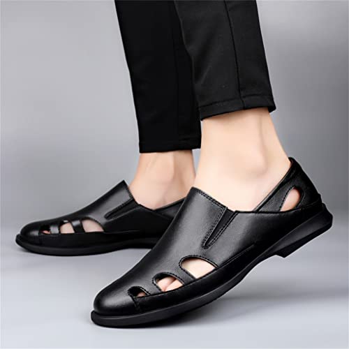 Mens Sandals Genuine Leather Soft Business Dress British Sandals Men for l Dress Shoes(41)4