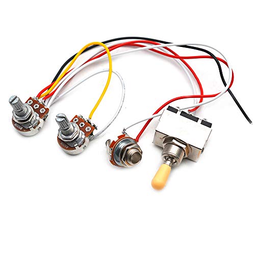 Saphue Guitar Wiring Harness Set Prewired 500K Pots 3 Way Toggle Switch Wiring Harness Kit With 6.35 Output For Electric Guitar #TOP1