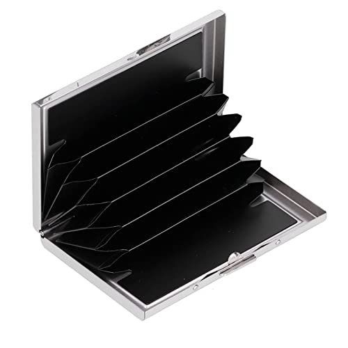 Credit Card Holder,6 Card Slots Antimagnetic Stainless Steel Credit Card Wallet Business Card Holder for Women Men Blocking Minimalist Metal Pop Up Wallet (Black)
