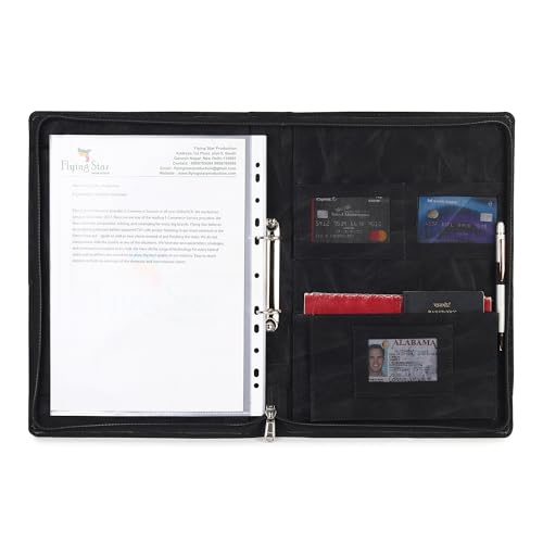 Image of Multipurpose Leatherette Professional File Folder for Certificates & Documents | A4 Size Document Holder, Portfolio Organizer for Men & Women (Black, 15 Leafs)