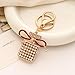 Fashion Creative Metal Diamond Fringed Bow Pearl Perfume Bottle Keychain Pendant (Pack of 2) (White)