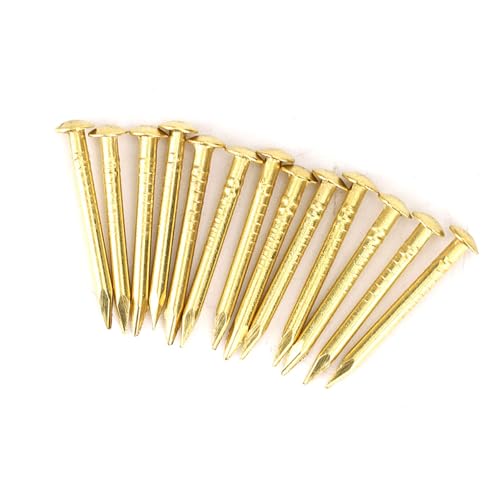 Clavos de cabeza redonda de latón, 100 piezas, para bisagras de muebles, accesorios para reparación e instalación en proyectos de carpintería, 15mm miniatura 2