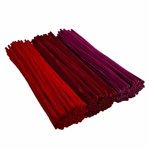 YYUENGTAK 300pcs Red Pipe Cleaners Bulk(3 Different Tone red) - Fluffy Craft Pipe Cleaners for Arts & Crafts Ideal for Making Flowers Animals & Decorations (12 x 0.24 inches) Chenille Stems