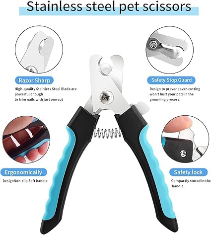 Cortauñas para Mascota - Perro, Gatos - con Protector de Seguridad - Lima - Acero Inoxidable - Protector de Seguridad, Mango Ergonómico Antideslizante - Apto también para Uso Profesional. - imagen 4