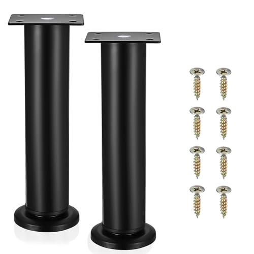 SHACHENH 2 Pieds de Meubles Réglables, Pieds Ajustables pour Meubles Noirs, 18-30 cm Pieds en Métal pour Armoire, Pieds de Table, Pieds de Lit, Pieds de Canapé, Pieds de Support pour Meubles de Salon