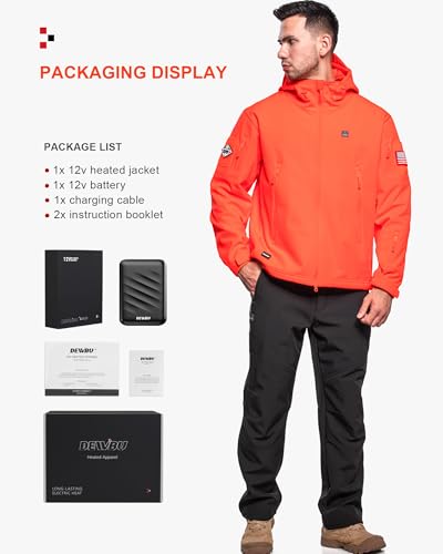 Image of DEWBU Heated Jacket for Men with 12V Battery Pack Winter Outdoor Soft Shell Electric Heating Coat