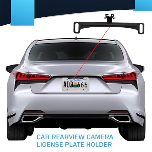 Image of Reverse Rear Camera License Plate Bracket, Rear Camera Car Mount, Dash Cam Rear View Camera Metal Bracket, Car Accessories Back Up Camera License Plate Frame for Dash Cam Mirror Camera