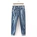Produktbild HenShiXin Damen Loch Gerade Jeans Denim-Hose Mund Curling (Color : Light Blue, Size : XXXL)