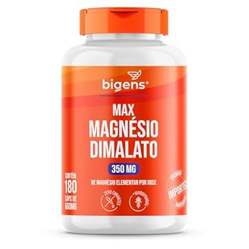 Max Magnésio Dimalato, 350mg de magnésio elementar por dose, Bigens 180 cápsulas (Unidade)