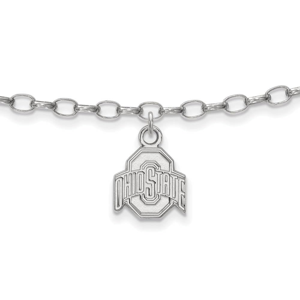 LogoArt Sterling Silver Ohio State University Anklet, 9 Inch