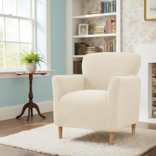 LiveGo Housse de Fauteuil Ultra-Élastique en Tricot avec Accoudoirs, Housse de Protection pour Canapé et Fauteuil de Salon Contre Taches, Poils, Facile à...