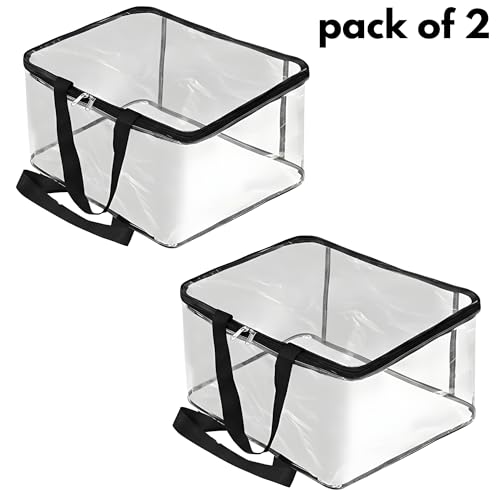 Image of Multi-Purpose Transparent Storage Bag | Wardrobe Organizer for Clothes, Sarees & Blankets (Pack of 2)