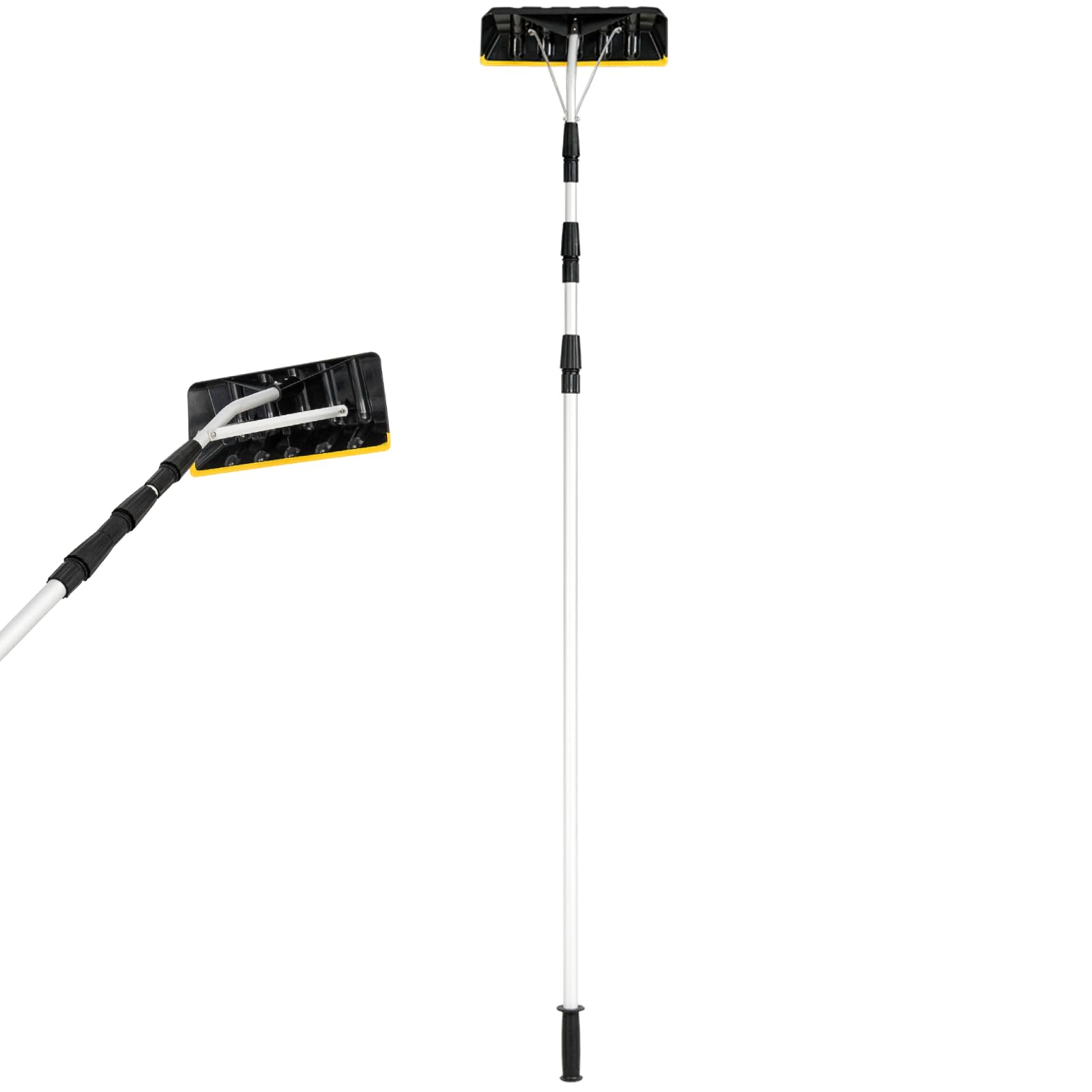 GiantexUK Snow Roof Rake, 200-630cm Extendable Aluminium Rake with 40/63cm Blade, Anti-Slip Handle, Removal Shovel Tool for Clearing Roof, Car Snow & Leaves (Silver+Yellow, 40 x 15 x 630cm)