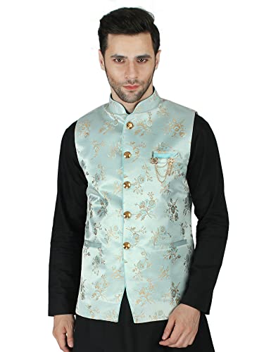Image of Exotic India Ethnic Wear Floral Brocade Nehru Jacket Waist Coat