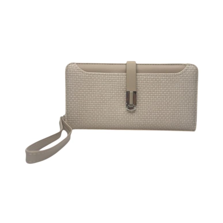 Women’s Textured Clutch Wallet, Button Flap Closure with Card Slots, Dual Zipper Pockets and Long Compartments-image-1
