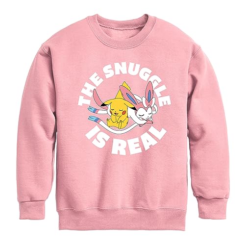 HYBRID APPAREL - Pokmon - The Snuggle is Real Pikachu and Sylveon - Crewneck Fleece Sweatshirt Mauve