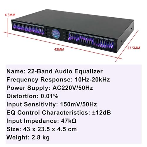 Ecualizador gráfico Hi-Fi de 22 bandas, ecualizador digital con reducción automática inteligente de ruido, 10 modos preestablecidos, para estudio de grabación y uso doméstico miniatura 5