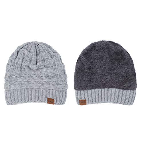 Vigrace Kids Winter Knit Hat Warm Fleece Lined Hats Children Cable Baby Beanie Skull Cap For Girls Boys #TOP1