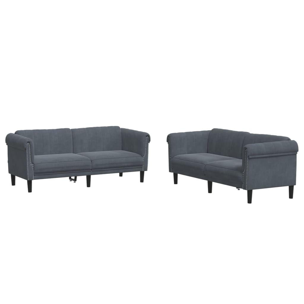 vidaXL Ensemble de Canapés 2 pcs, Chaise de canapé avec Accoudoirs et Dossier, Meuble de Salon Salle de Séjour, Moderne, Gris Foncé Velours