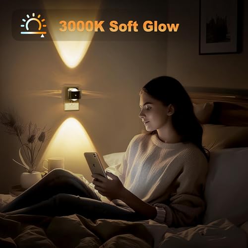 Image of JandCase Night Lights Plug into Wall,0-150LM Super Bright Automatic Night Light with Dusk to Dawn, 2 Pack 180 Rotatable Plug in LED Nightlight Soft Warm for Halloween Decoration, Children Room,Party