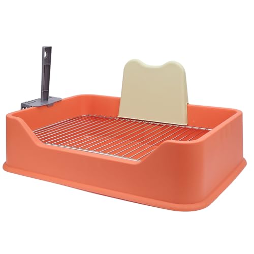 Caja de arena para gatos tipo bandeja con rejilla de acero inoxidable miniatura 3