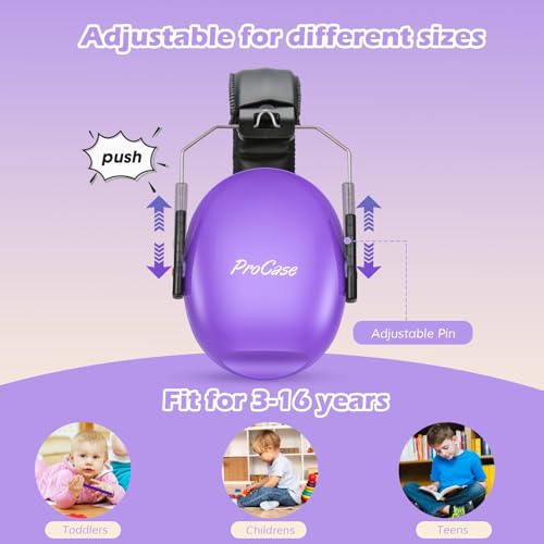 Image of ProCase Noise Cancelling Headphones for Kids Toddler, SNR 27dB Noise Reduction Ear Muffs, Hearing Protection for Monster Jam, Concerts, Fireworks, Shooting, Air Show, Autism Sensory Needs -Purple