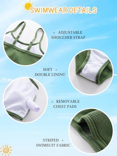 Image of Girl's 2 Piece Swimsuit Solid Spaghetti Strap Bikini Sets Beach Bathing Suit Swimwear for Teen Kids