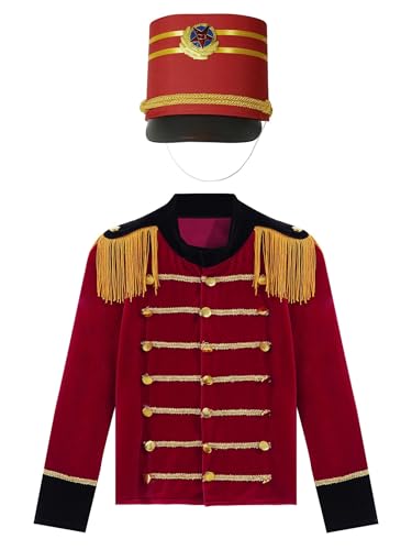 Kids Boys Drum Trumpet Outfit Tassel Circus Ringmaster Jacket Marching Band Royal Honor Guard Uniform3