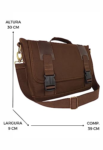 Pasta Lenna's Carteiro de Lona LE09 Marrom