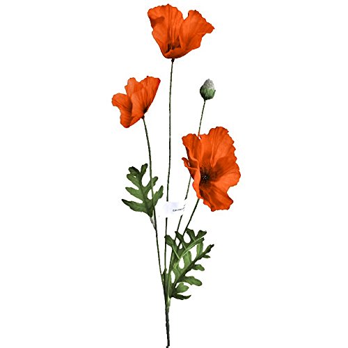 UKGD 62cm Artificial Flame Orange Poppy Flower Stem