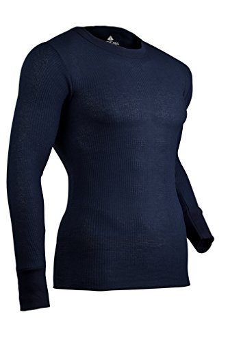 Indera Men's Traditional Long Johns Thermal Underwear Top, Navy, Large