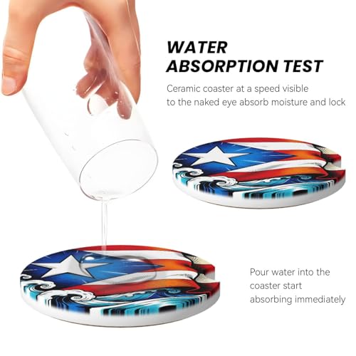 Portavasos para auto juego 2 piezas 2.56 pulgadas cerámica absorbente miniatura 4