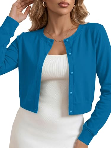 Image of Heymoments Women's Thin Shrugs Long Sleeve Lightweight Cropped Tops Open Front Cardigan for Dress S-2XL