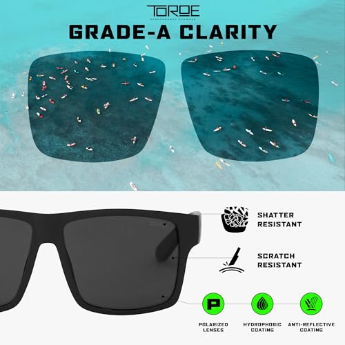 Image of TOROE Eyewear Matte Black RANGE XL Frame Sunglasses Light Weight TR90 Frame, Polarized Polycarbonate Lens