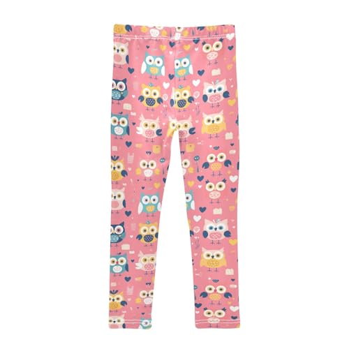 Cute Animal Pattern Cartoon Owls Kids Girl's Cotton Leggings Stretch High Waisted Dance Pants Exercise2