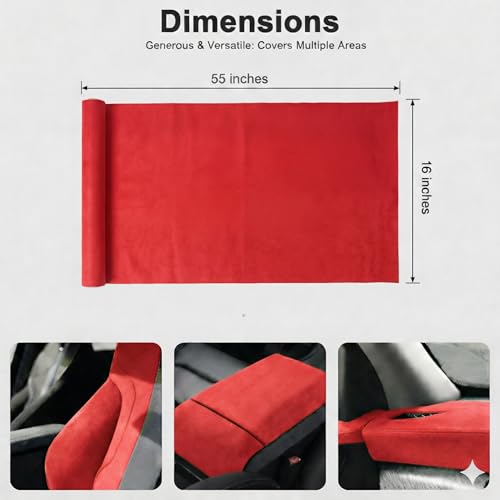 Image of Suede Fabric Wrap - Self Adhesive Film Sticker 16 x 55 Inches Silky Decal Sheet for Car Interior Furniture Upholstery DIY Elastic Stretch Peel and Stick Rose Red