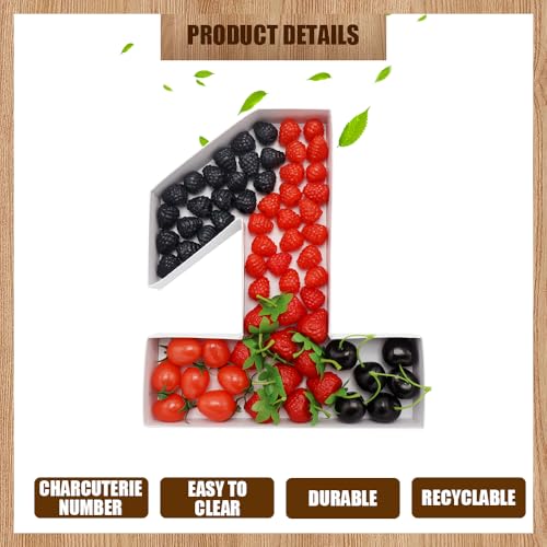 Image of 12 inch Fillable Number Paper Mache Cardboard Cutouts Sweet Charcuterie Board Tray (White, 1 Shape)