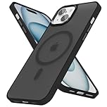 oakxco Magnetic Case for iPhone 14 Plus 15 Plus Phone Case Compatible with Magsafe, Slim Thin Clear Hard Shell Plastic & Silicone Rubber Bumper, Transparent Cute Mag Safe Cover for Women Girls, Black