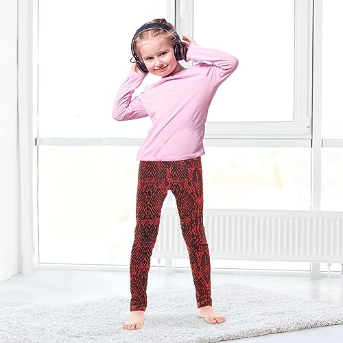 Red Snake Print Animal Skin Pattern Girls Leggings Dance Running Workout Yoga Pants4