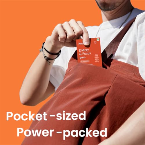 Image of Neuro Energy & Focus Gum - Cinnamon | Quick Energy Boost & Enhanced Focus | Natural Caffeine + 60 mg L-Theanine + Vitamin B6 & B12 | No Added Sugar | Aspartame Free | 45 Gums