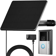 6W Solar Charger Compatible with Ring Video Doorbell 2020 Release, Micro USB Port Only, Not Compatible with the 2025 Type-C Interface doorbell